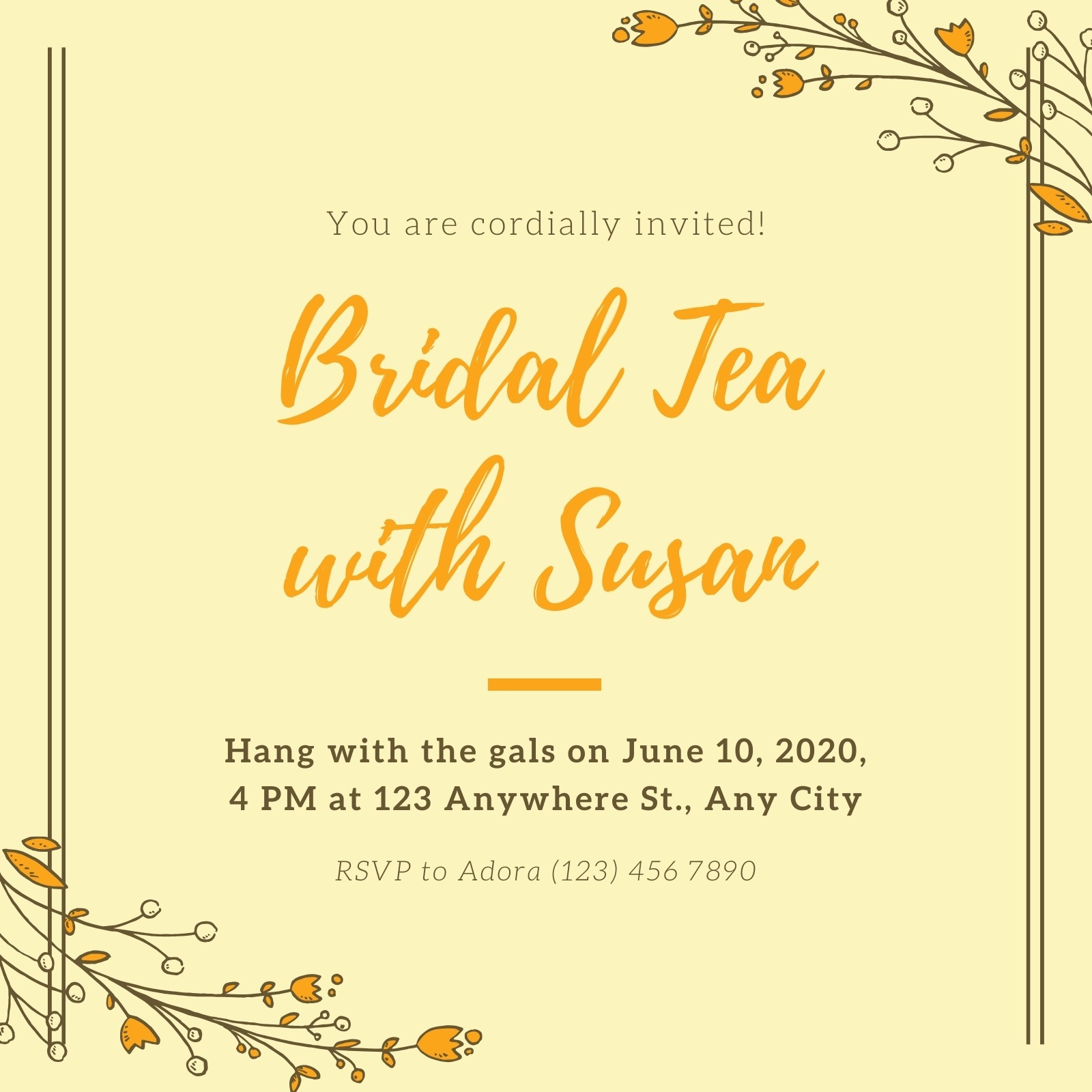 Free Custom Printable Bridal Tea Invitations Templates Canva