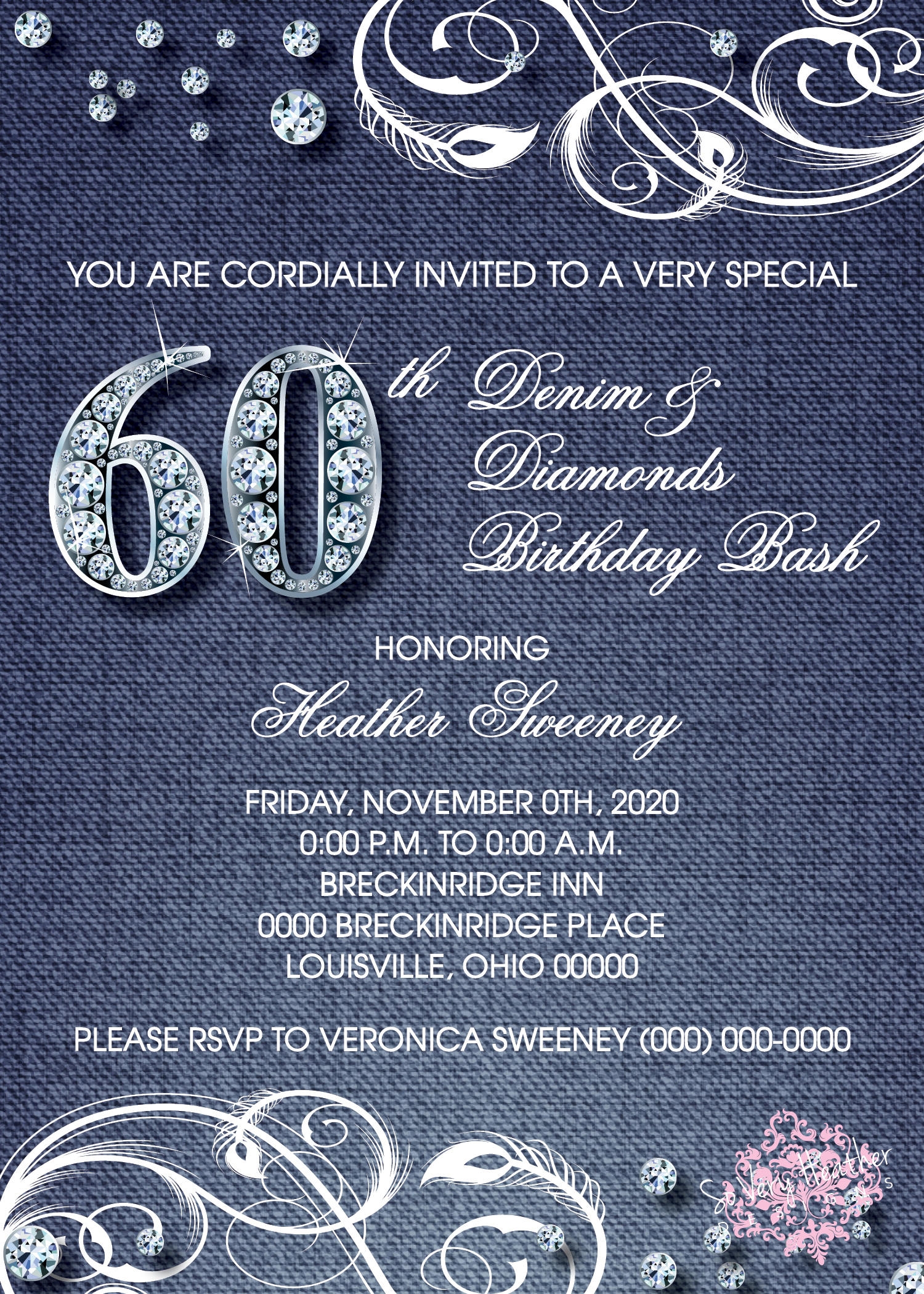 Free Denim And Diamonds Invitation Templates