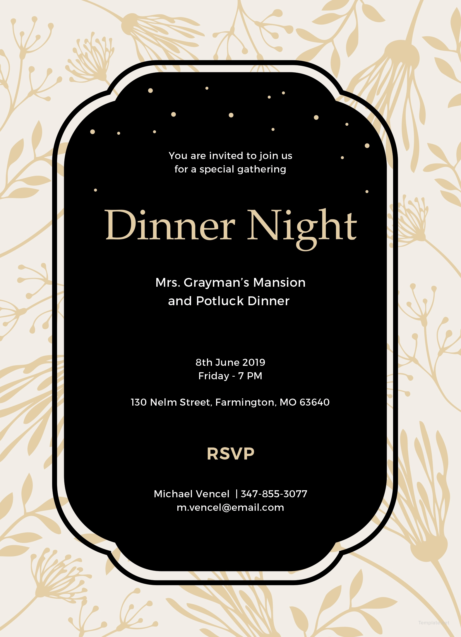 blank dinner party invitation template