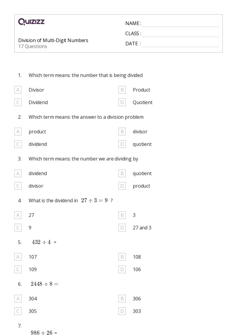 division worksheets for 6th graders
