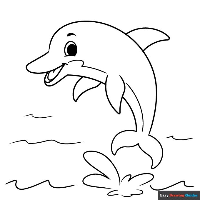 Free Easy Cute Coloring Pages For Kids 49 Printable Sheets Dolphin 