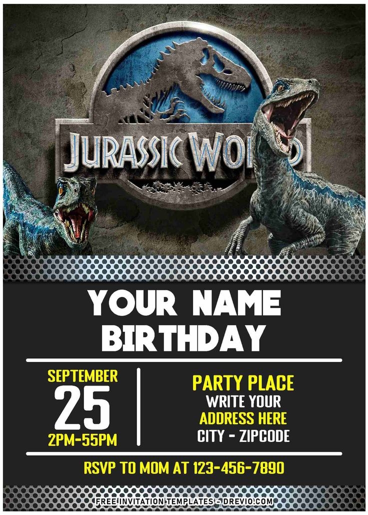Free Editable PDF Dinosaur Jurassic World Birthday Invitation Templates