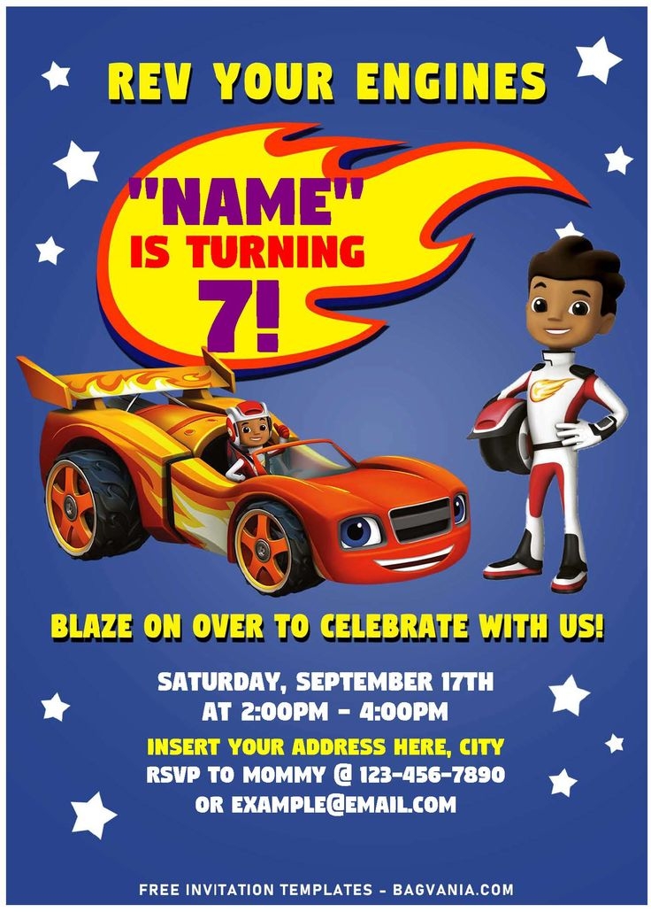 Free Editable PDF Epic Blazing Blaze And The Monster Machine Birthday