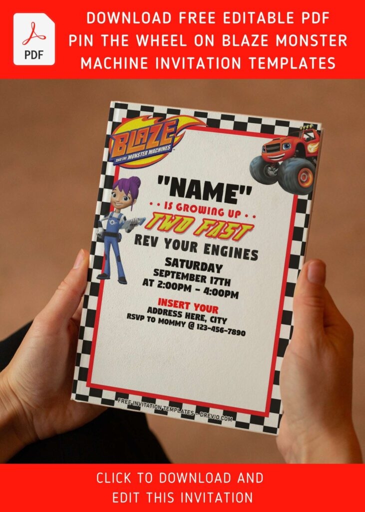Free Editable PDF Epic Racing Blaze Monster Machine Birthday