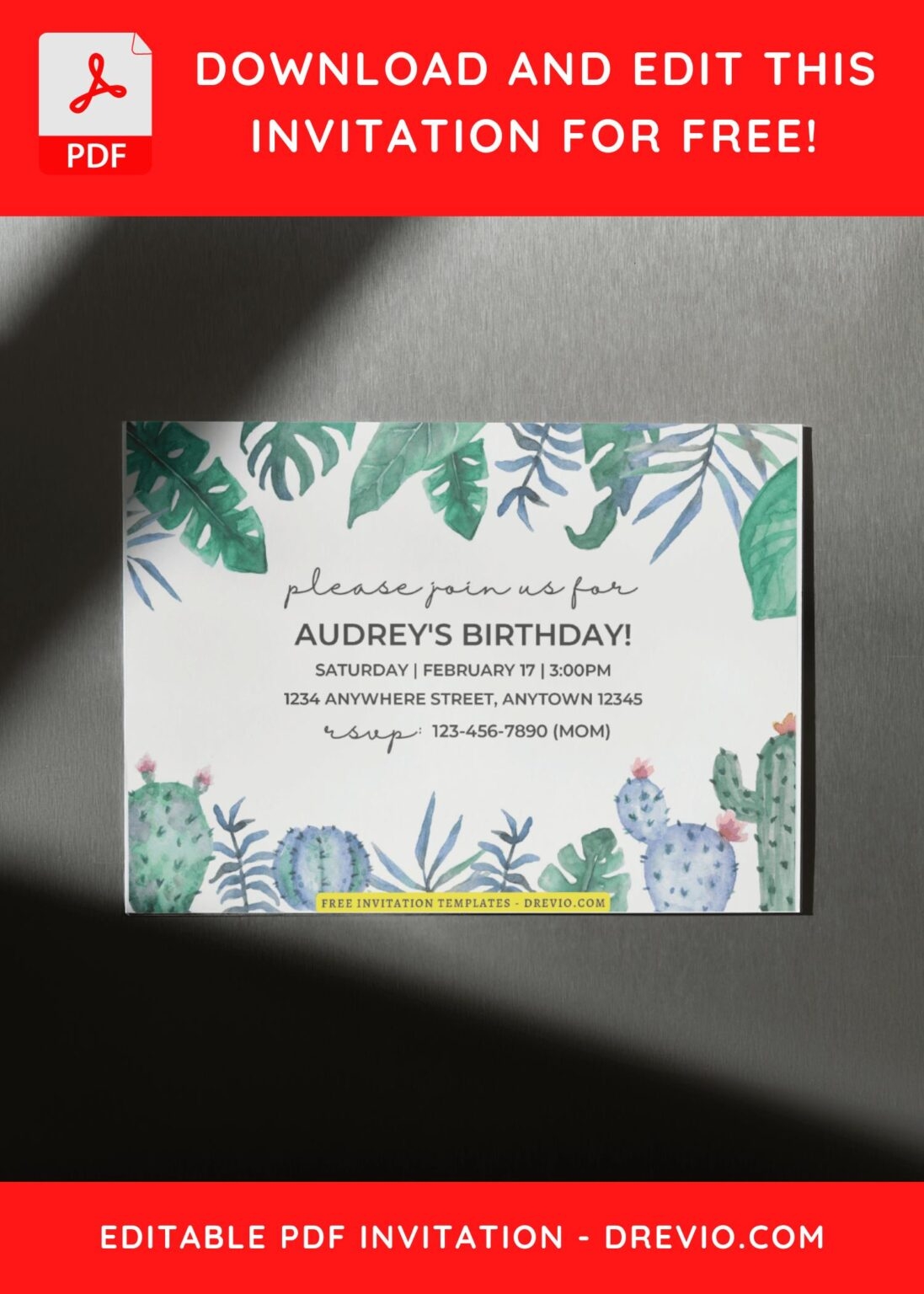 cactus invitation template free