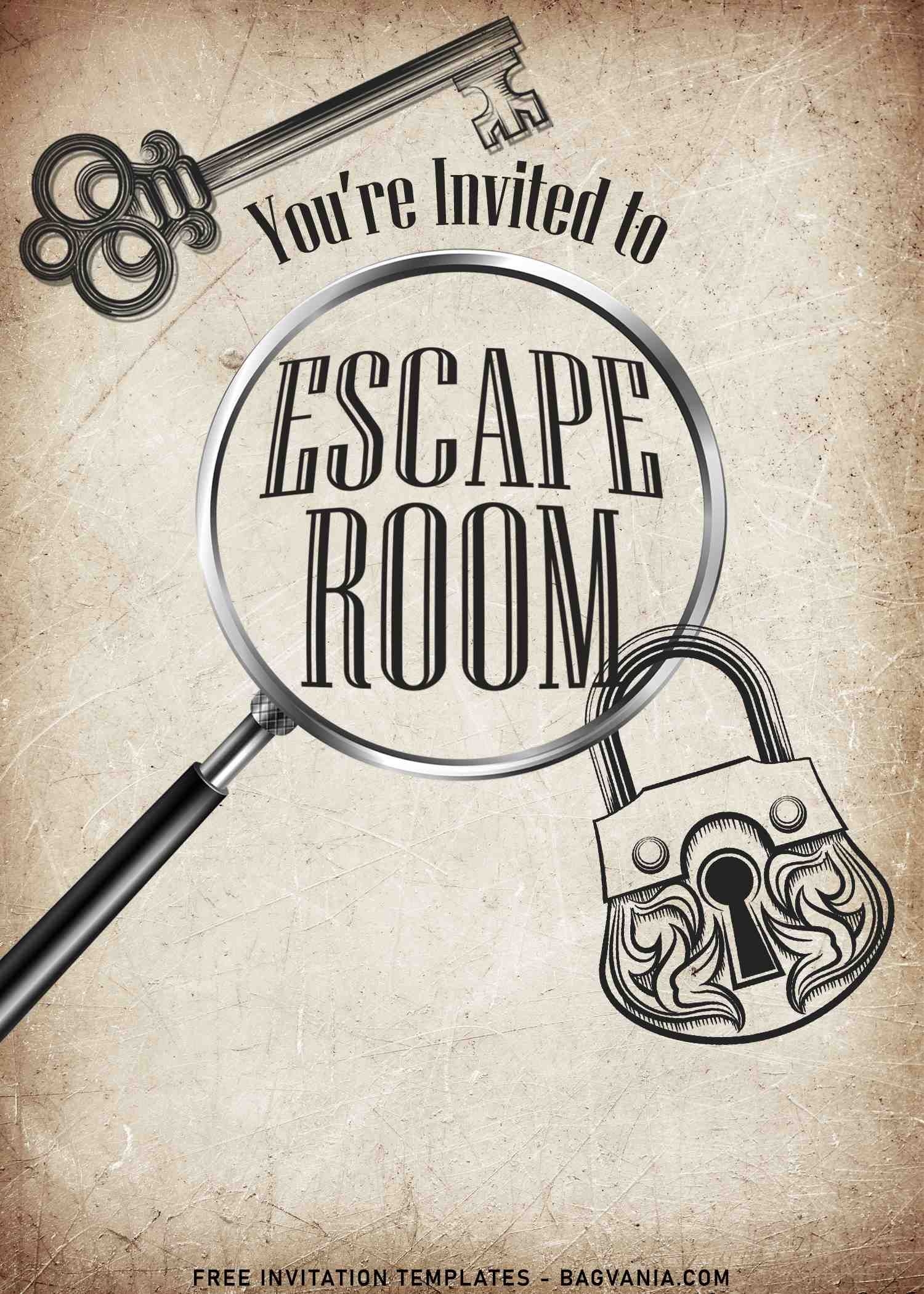 Free Escape Room Invitation Template Content Calendar Template
