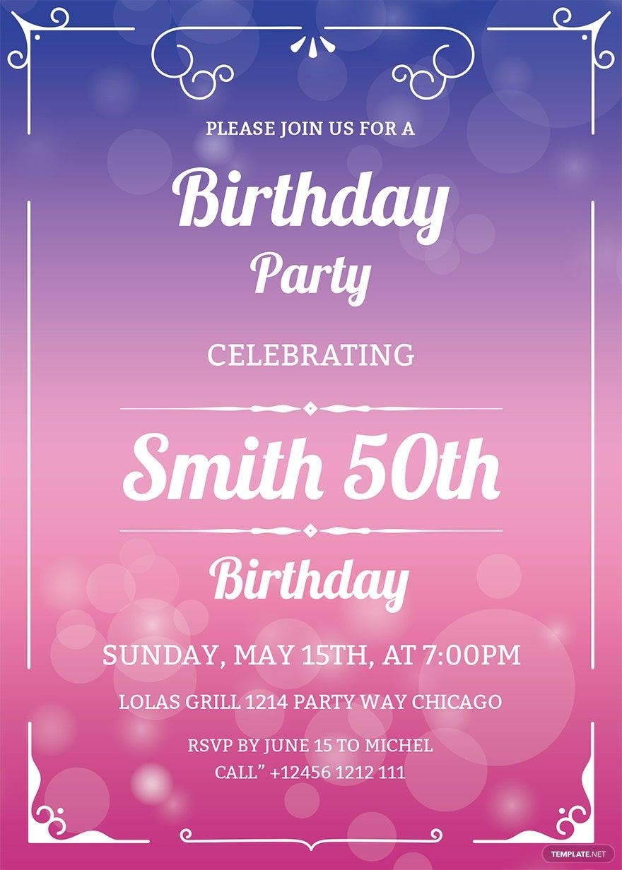 Free Funny 50th Birthday Invitation Template Download In Word Google