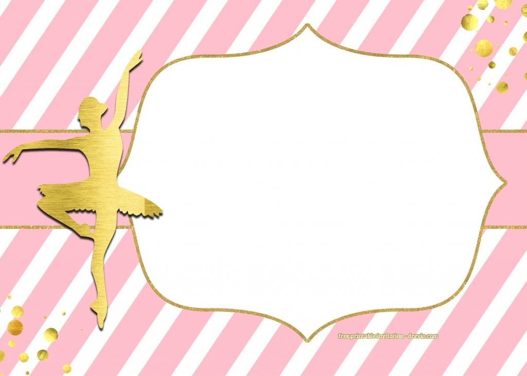 FREE Golden Ballerina Birthday Invitation Templates DREVIO