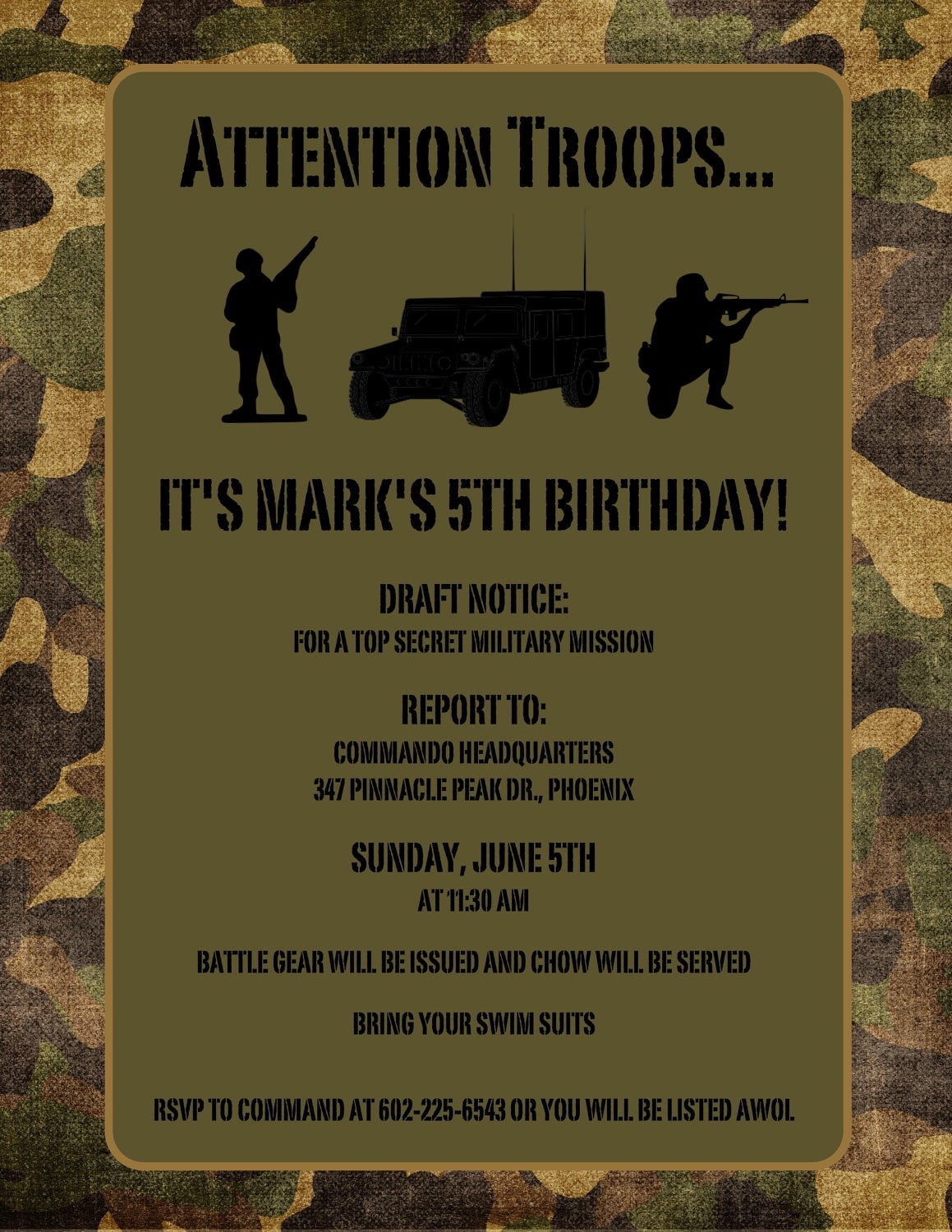 army invitation templates free