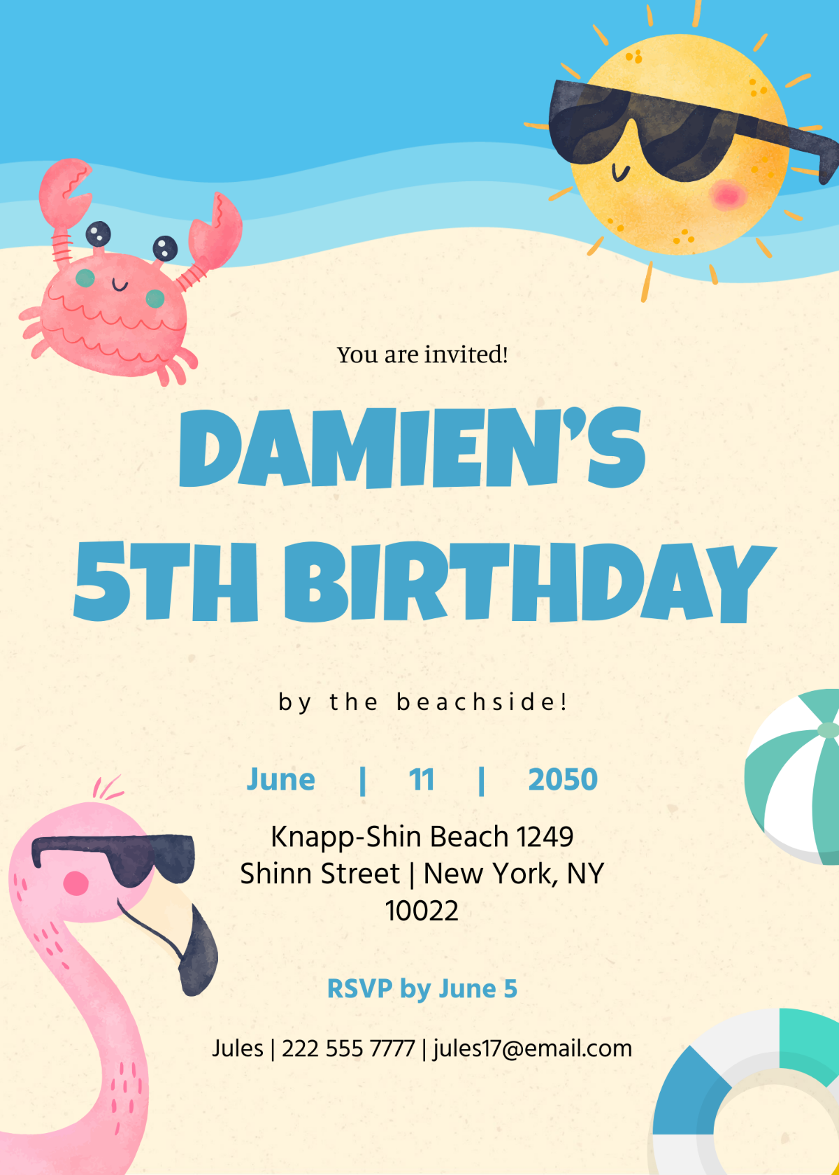 beach birthday invitation template