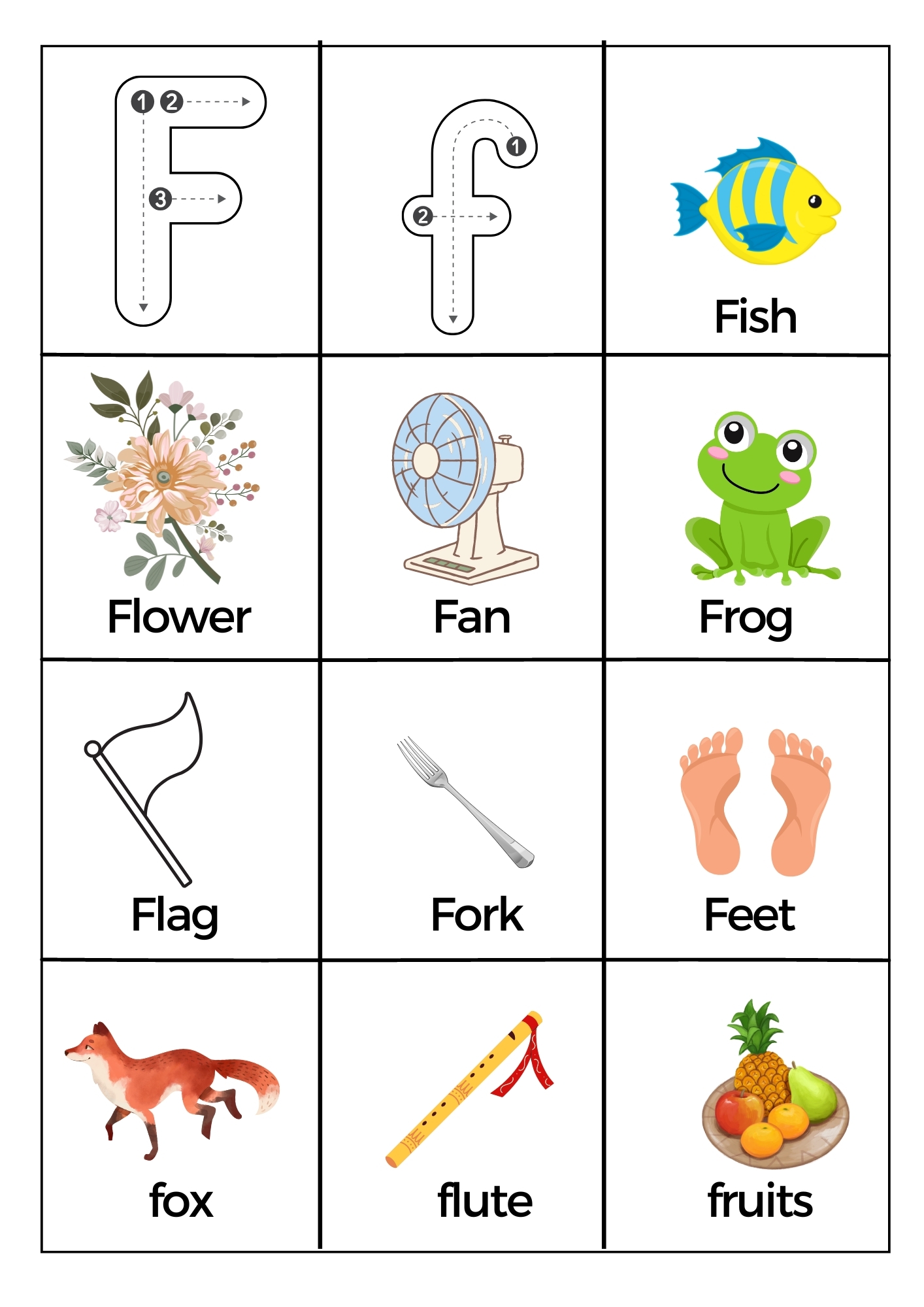 printable pictures starting with letter i