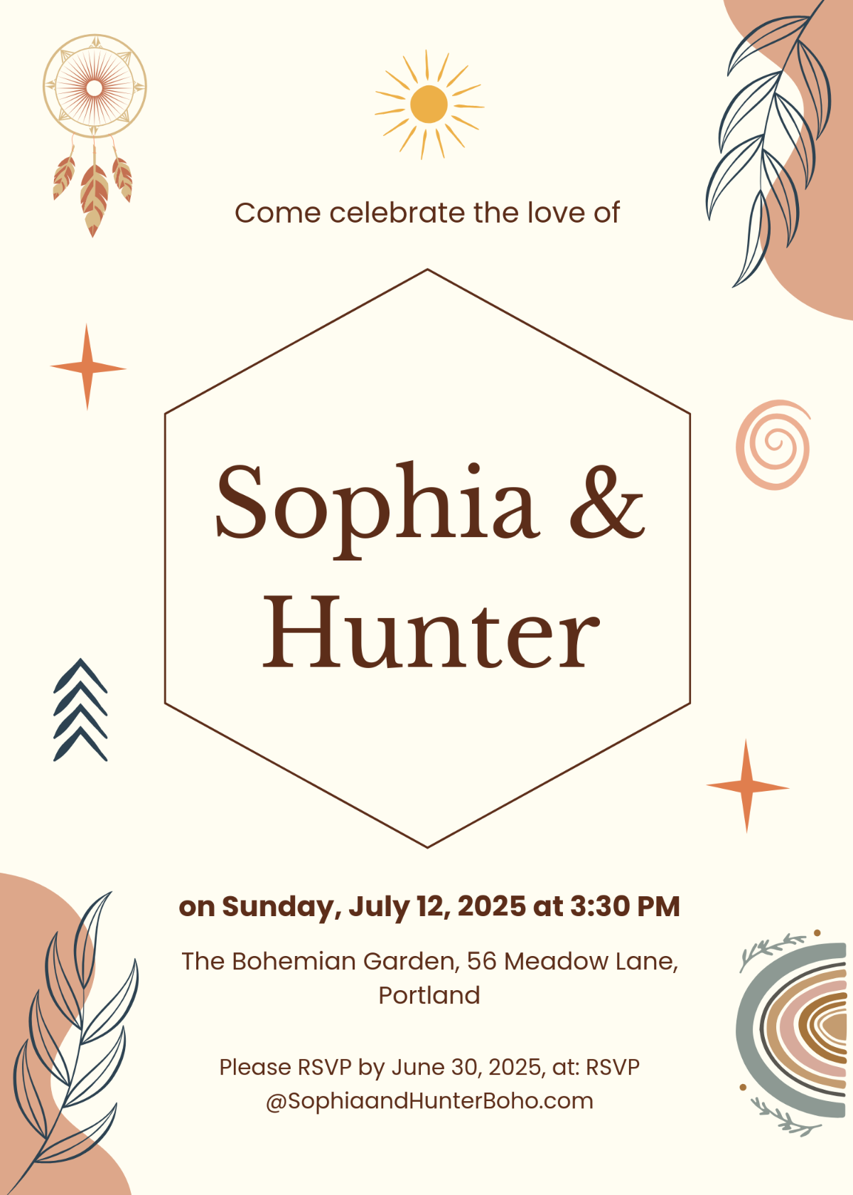 Free Marigold Boho Invitation Template To Edit Online