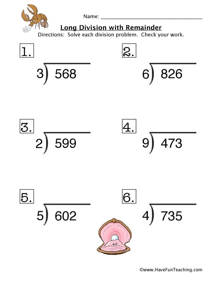 Free Math Worksheets Division With Remainders Divisonworksheets