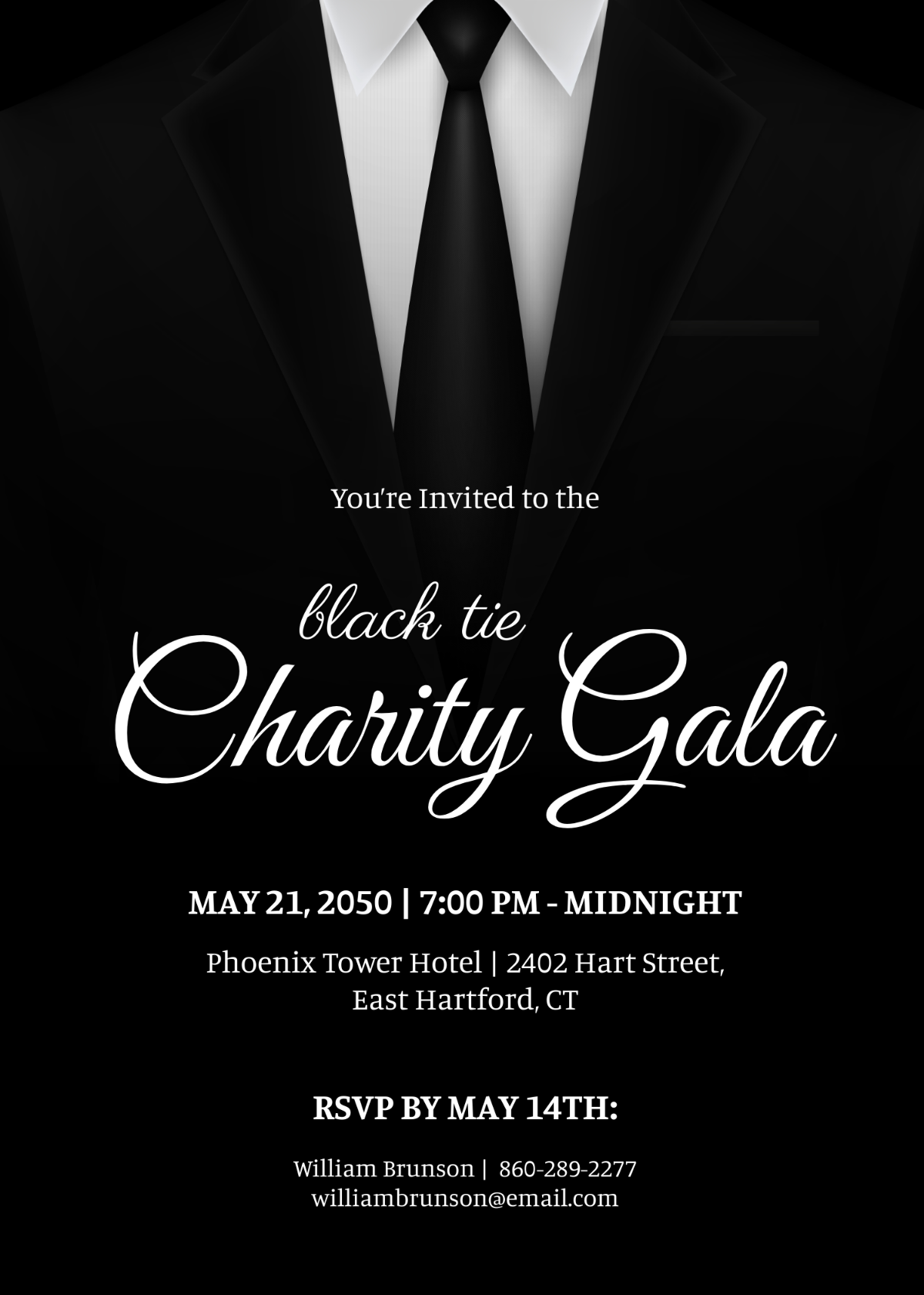 Free Modern Black Tie Invitation Template Edit Online Download 