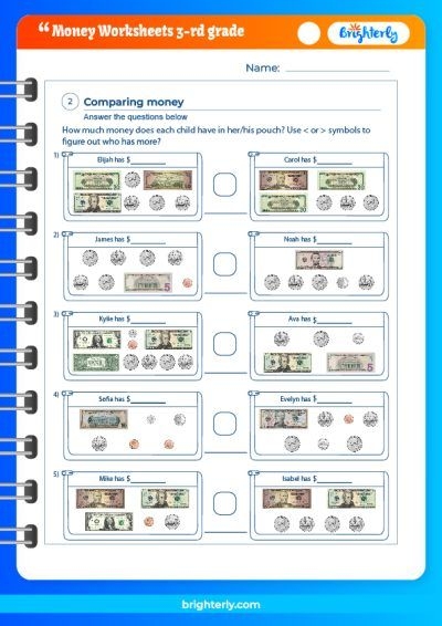 FREE Money Worksheets 3Rd Grade PDFs Brighterly