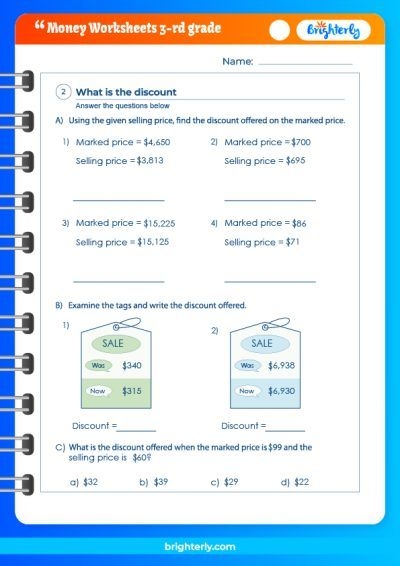 FREE Money Worksheets 3Rd Grade PDFs Brighterly