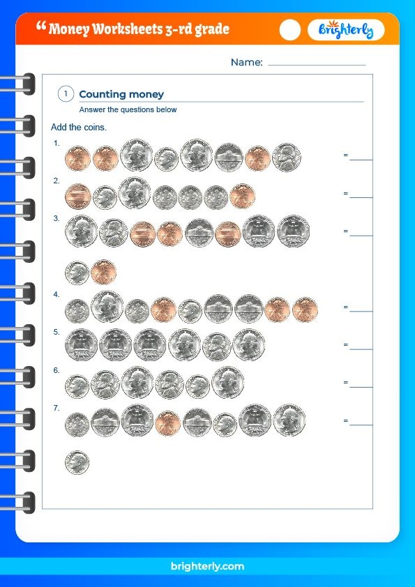 FREE Money Worksheets 3Rd Grade PDFs Brighterly