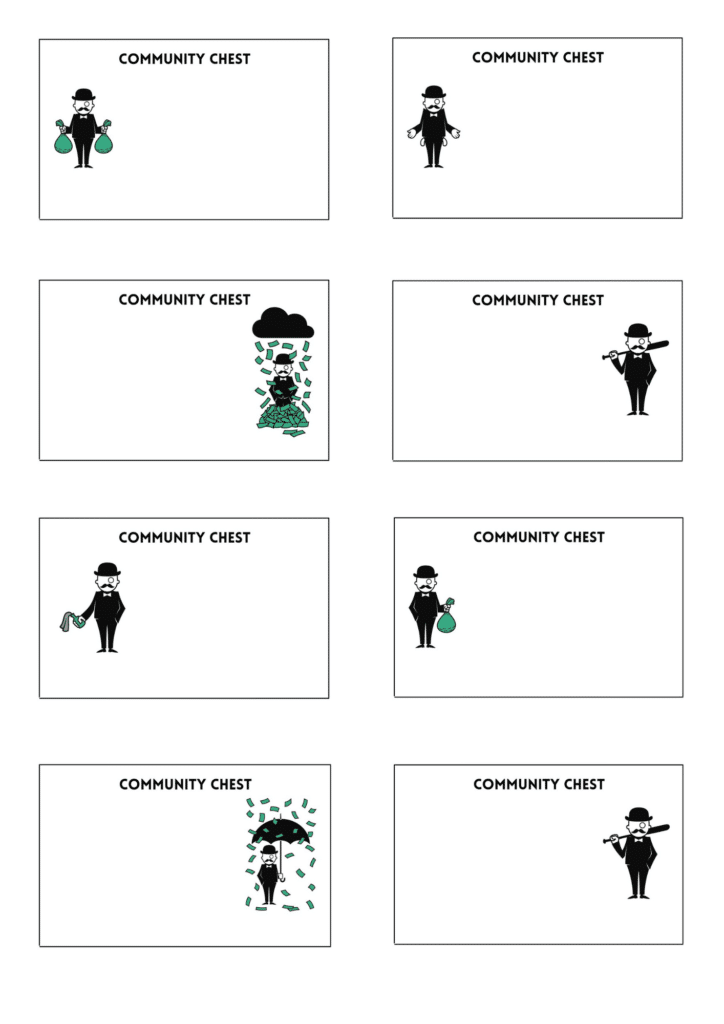 Free Monopoly Chance Community Chest Cards PDF Printable Template 