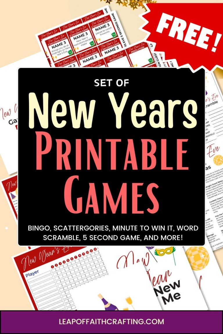 FREE New Years Printable Games 15 Page Set Leap Of Faith Crafting