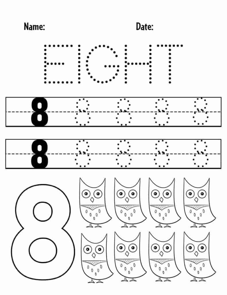 FREE Number 8 Worksheets For Preschool The Hollydog Blog Worksheets