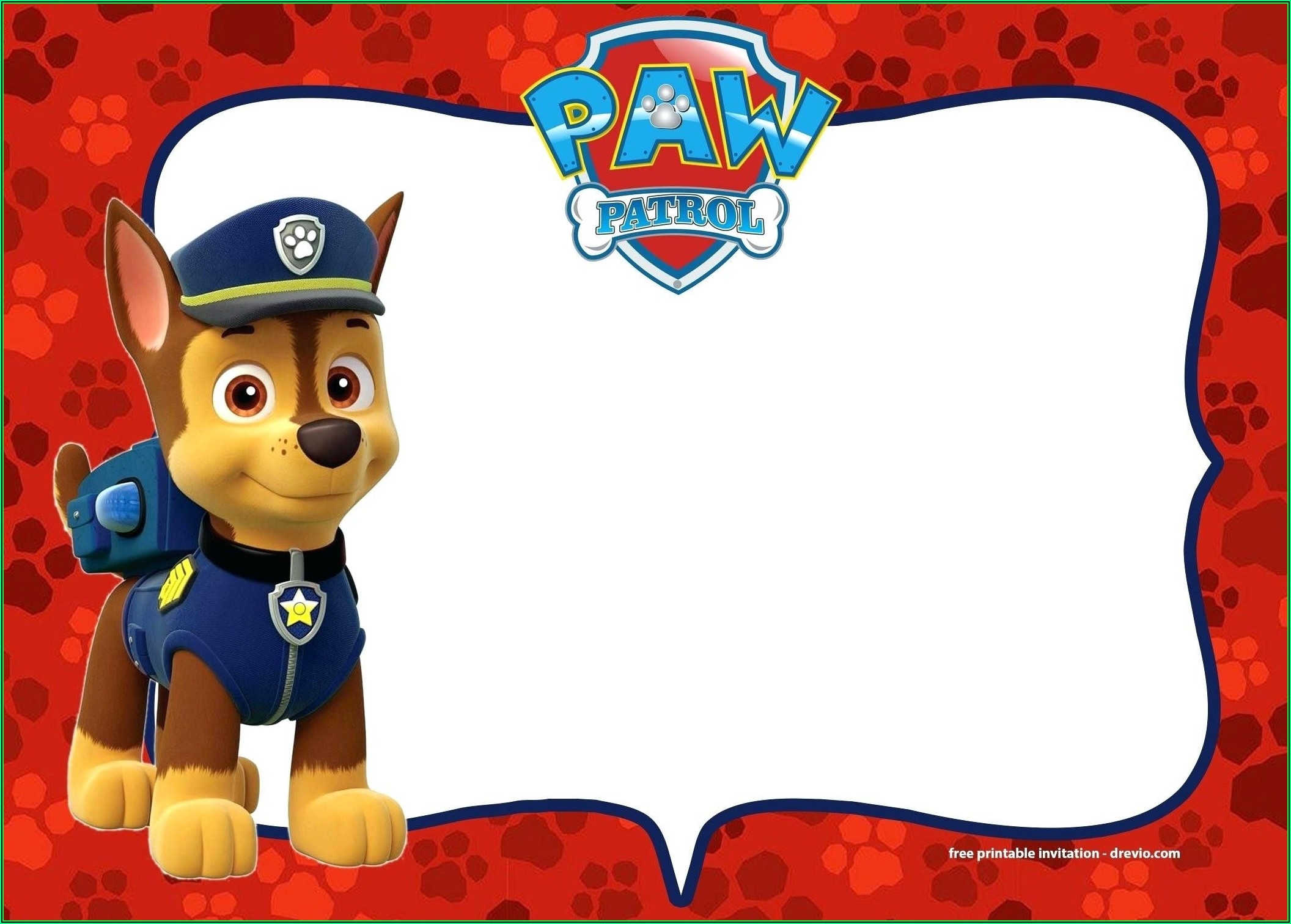 birthday invitation paw patrol template