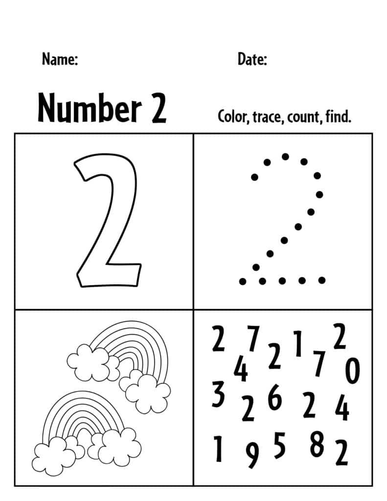 free printable number 2 worksheet for preschool