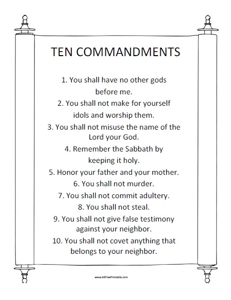 free printable 10 commandments printable worksheets