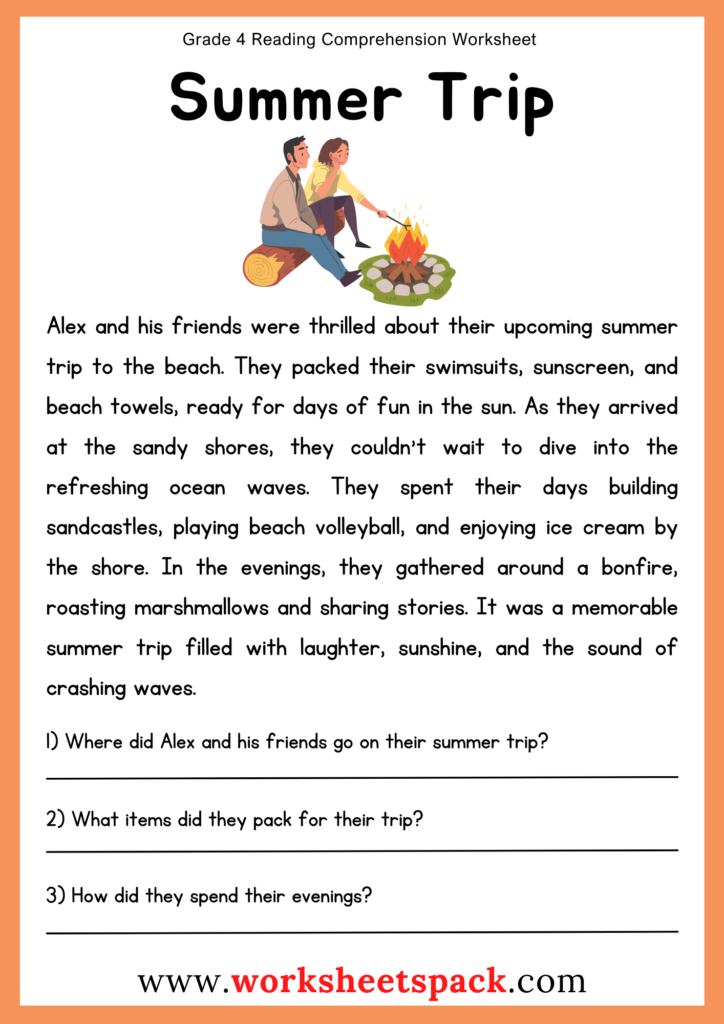 comprehension worksheets for grade 4
