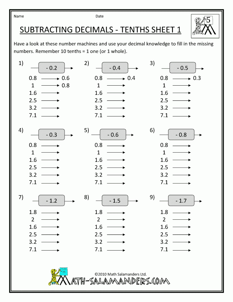 free printable 5th grade worksheets