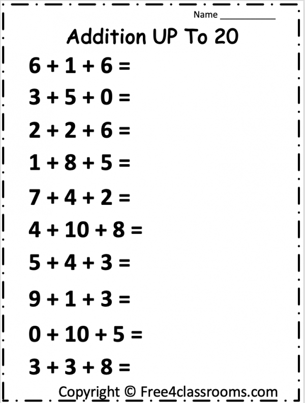 free printable addition worksheet