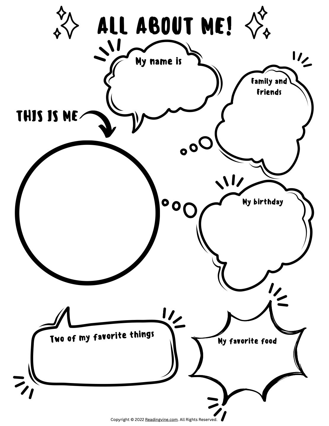 all about me activities for kids printable