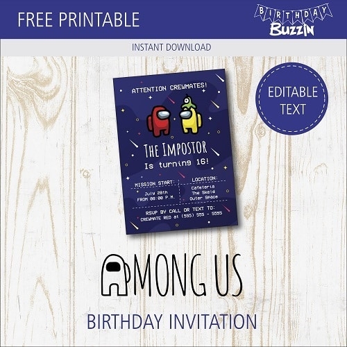 printable among us birthday card
