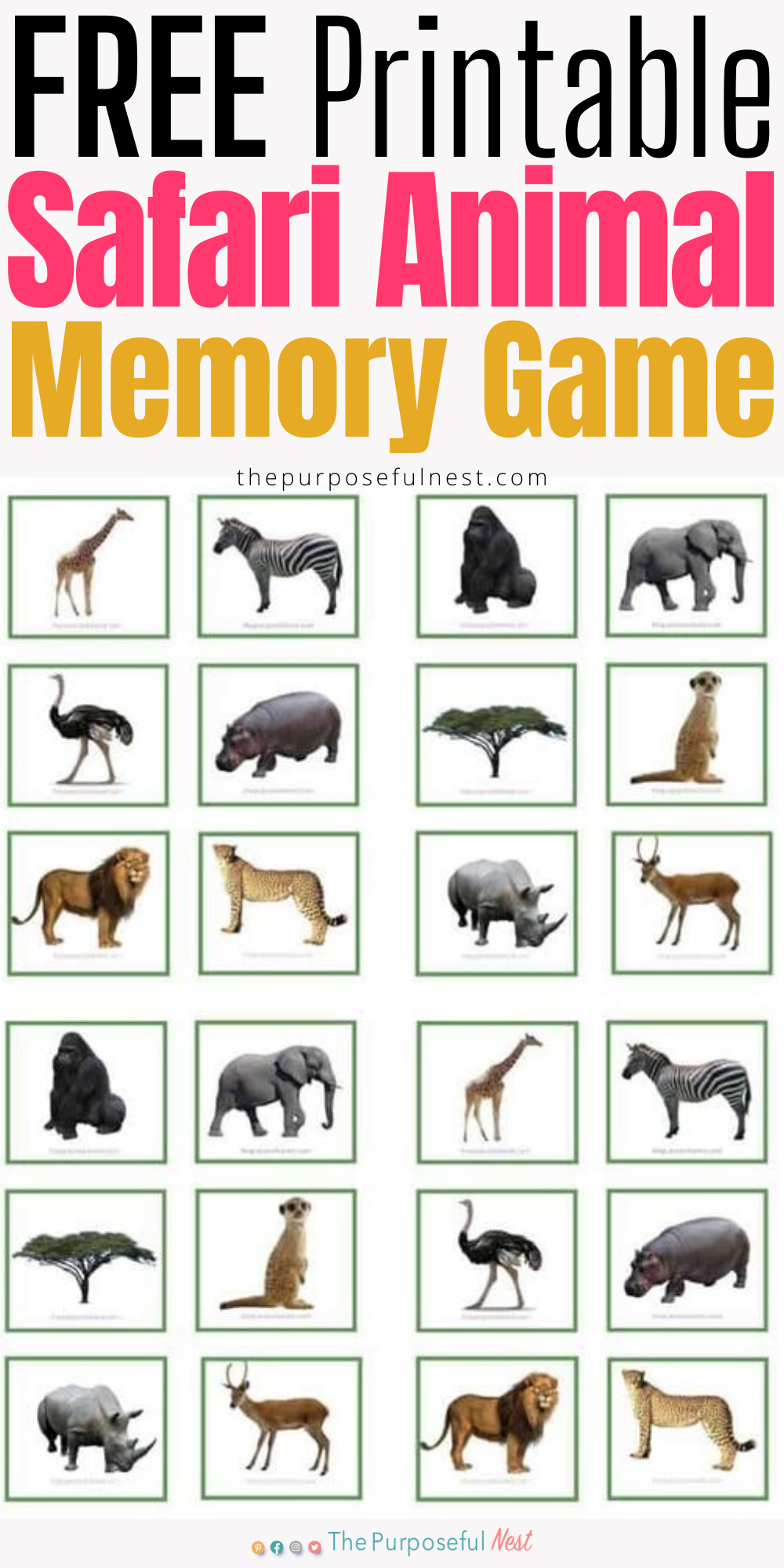 printable animal matching cards