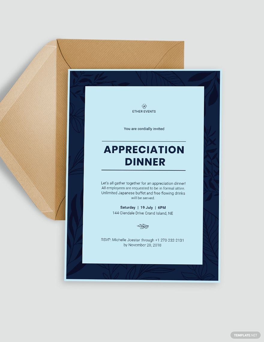 Free Printable Appreciation Dinner Invitation Template Download In