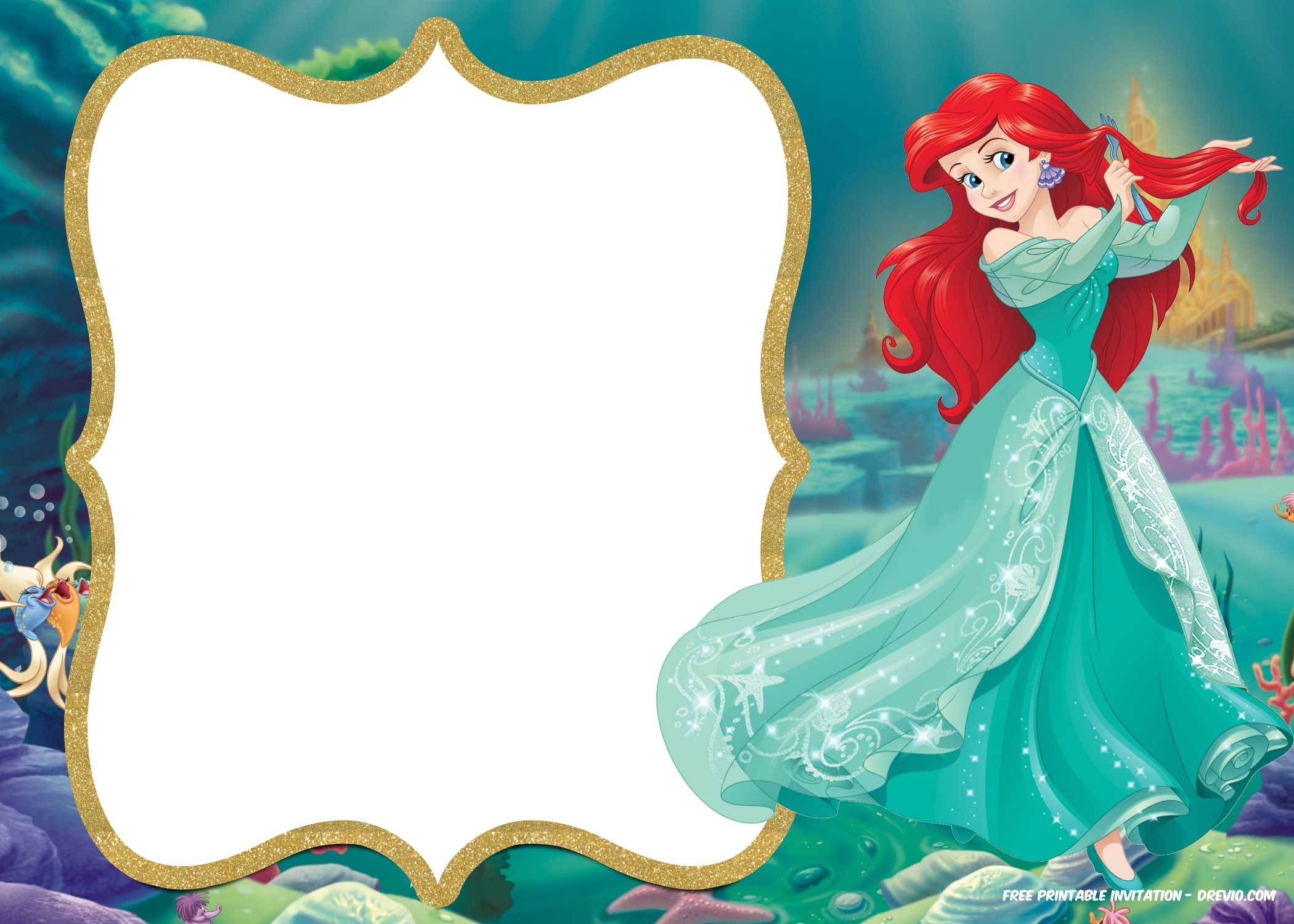 ariel birthday invitation template