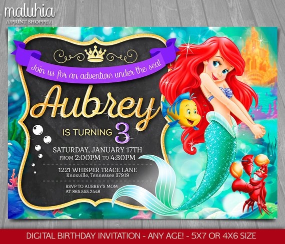 FREE Printable Ariel Little Mermaid Invitation Template FREE 