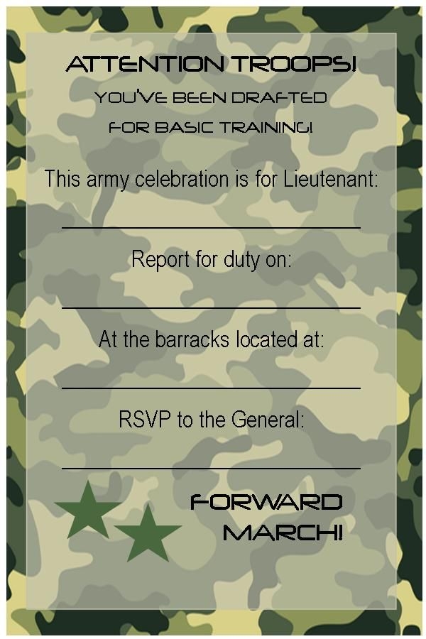 Free Printable Army Birthday Party Invitation