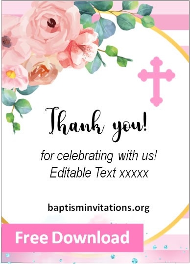 Free Printable Baptism Thank You Cards Templates Baptism Invitations