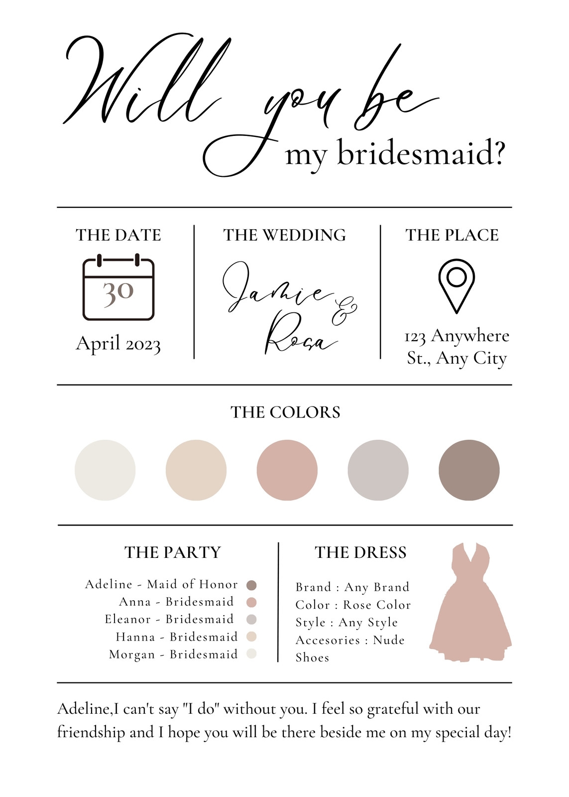 Free Printable Be My Bridesmaid Invitation Templates Canva 52 OFF