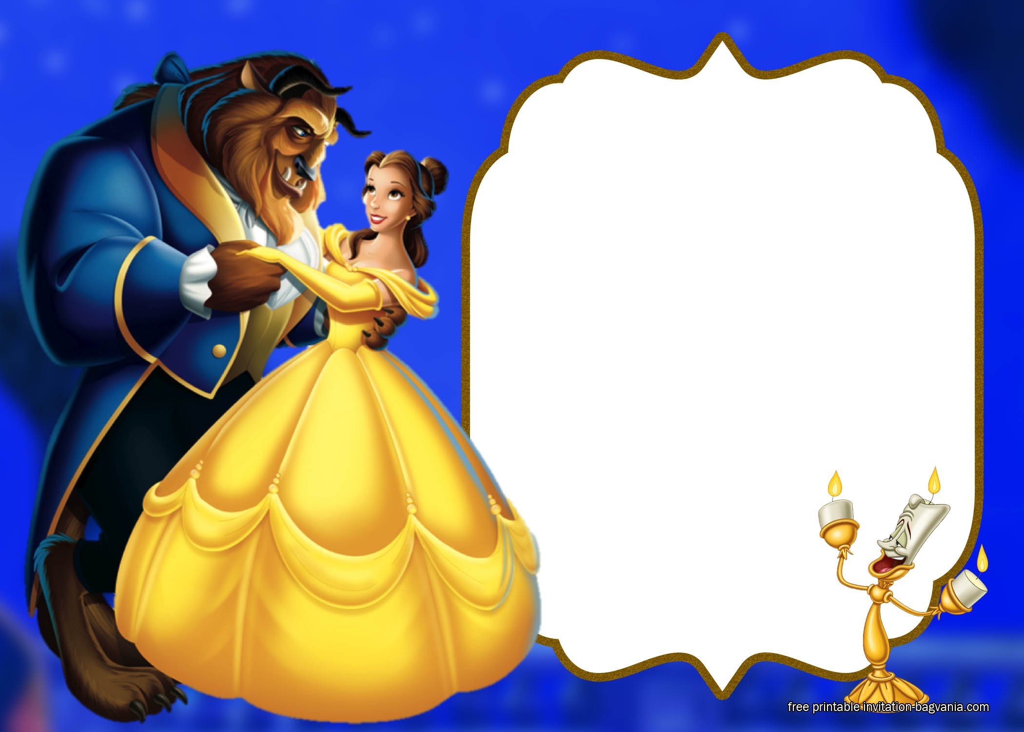 beauty and the beast free invitation template