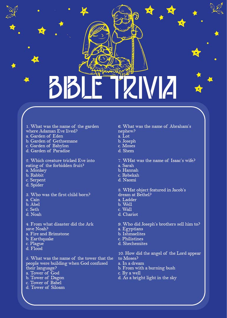 Free Printable Bible Trivia Questions And Answers Printable Templates