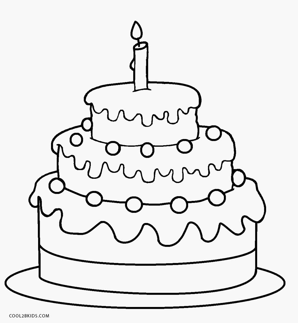 Coloring Page Of A Birthday Cake