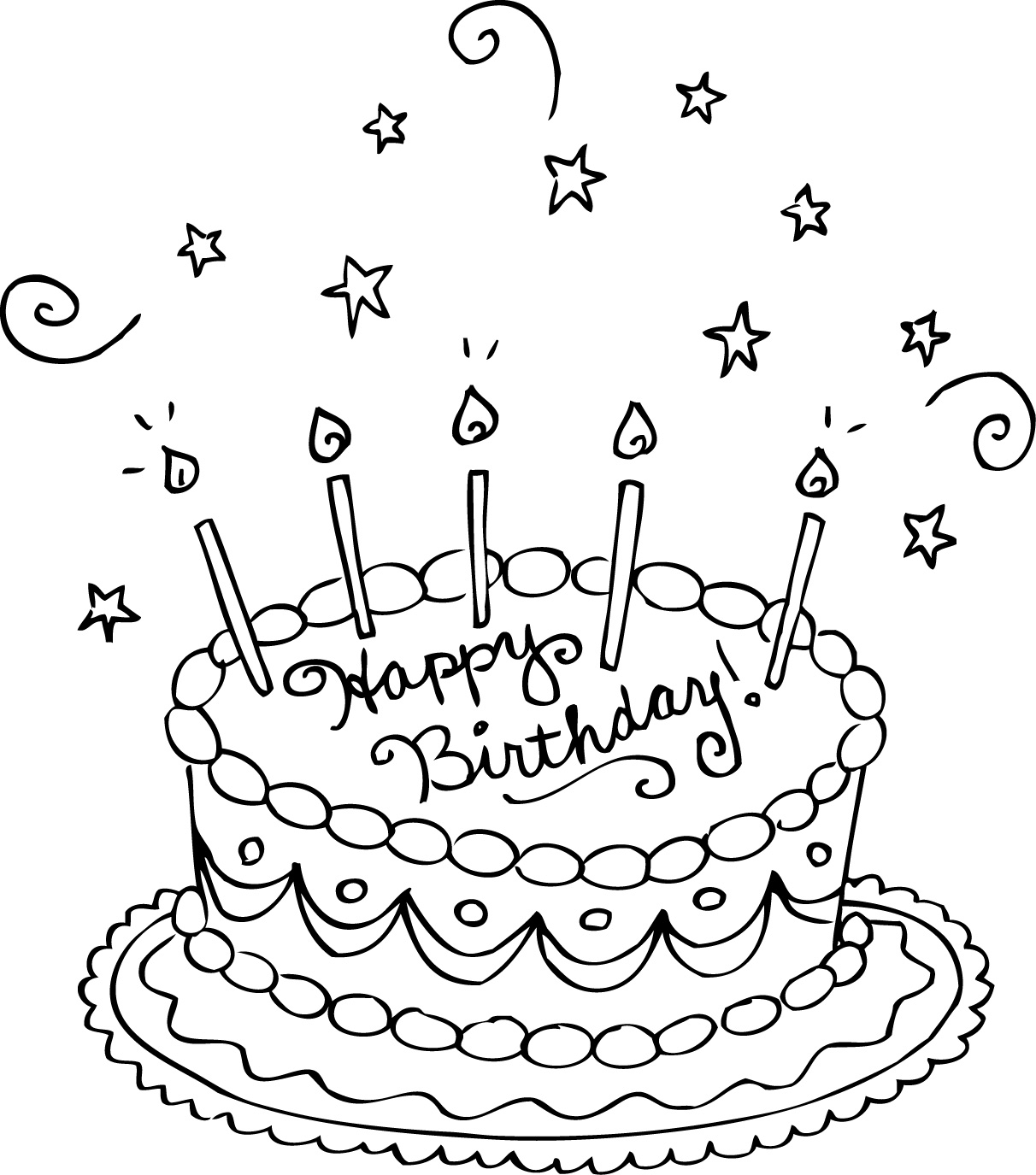 Coloring Pages For Birthday Cakes