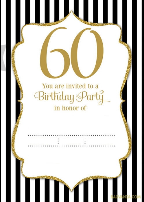 FREE Printable Black and White 60th Birthday invitation Template FREE 