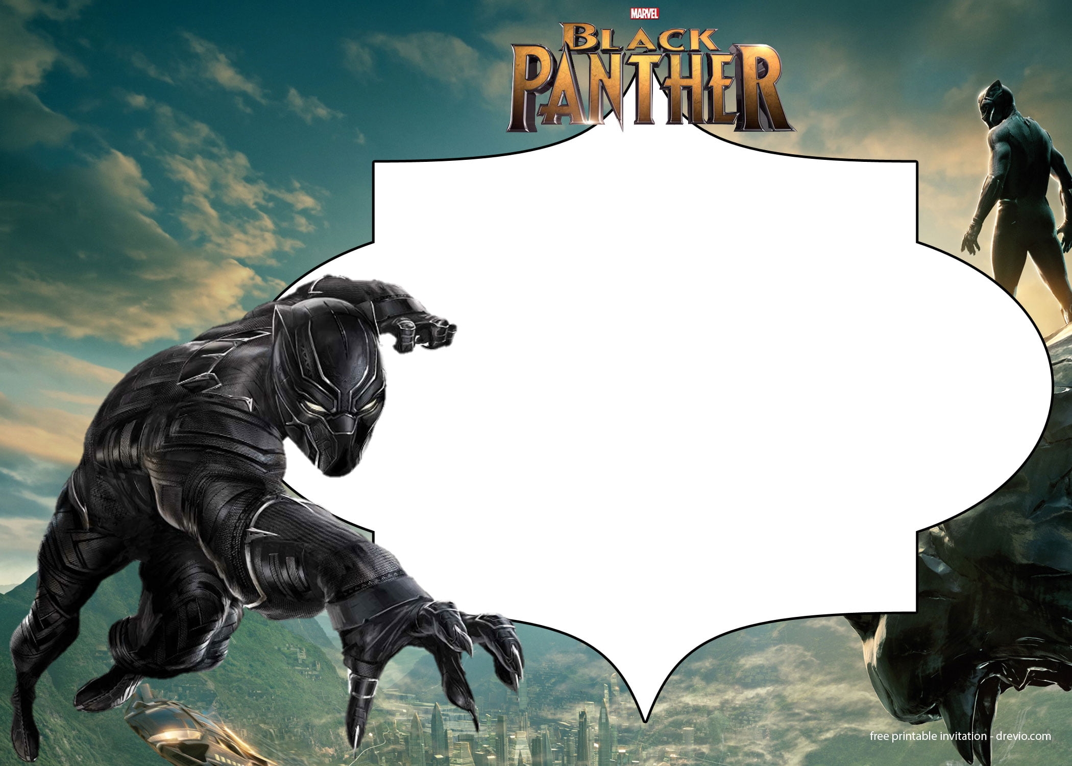 Free Printable Black Panther Birthday Invitation Template FREE 