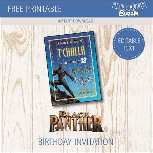 Free Printable Black Panther Birthday Invitations Birthday Buzzin