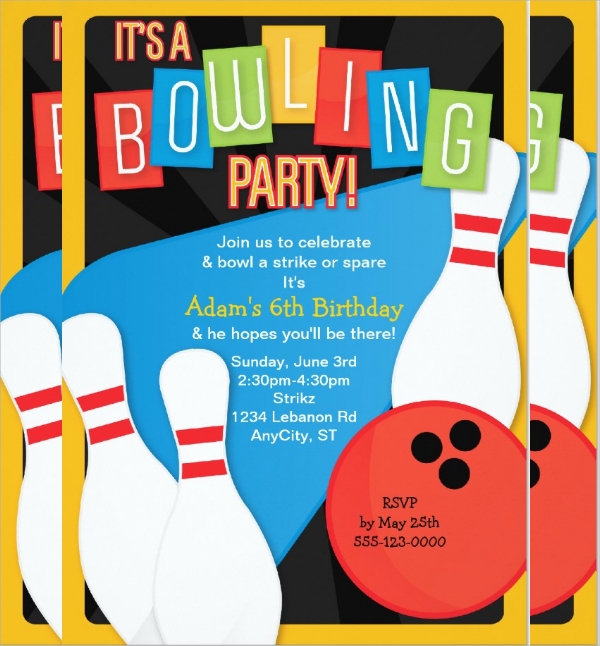 Free Printable Bowling Birthday Party Invitations