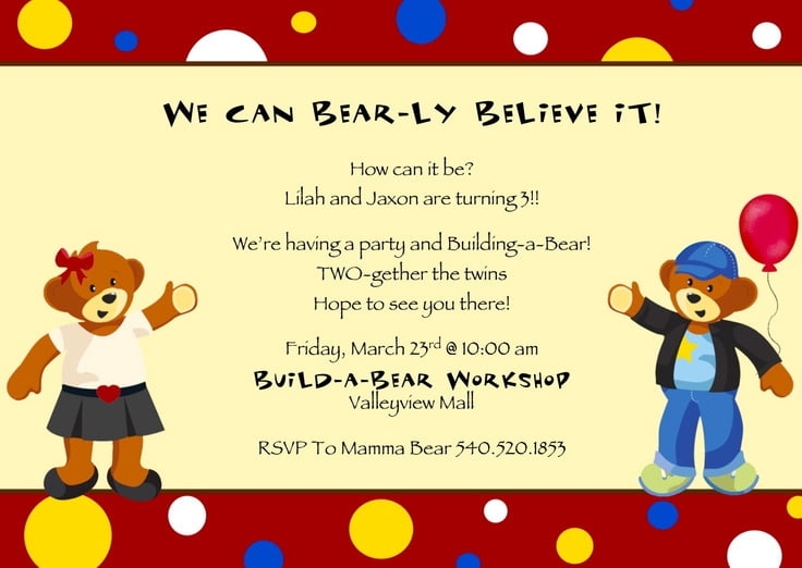 FREE Printable Build A Bear Birthday Invitations FREE Invitation 