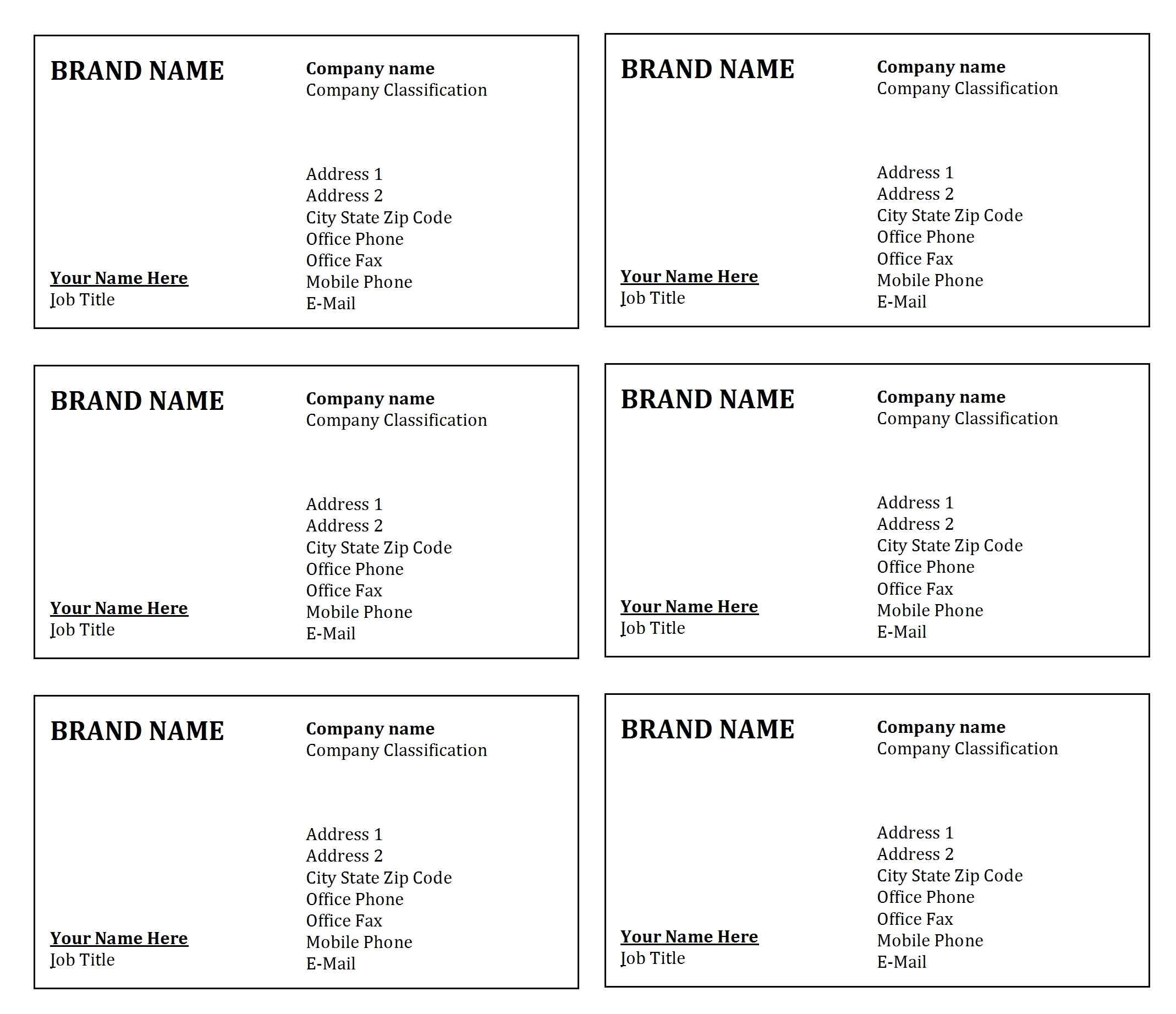 printable business game cards