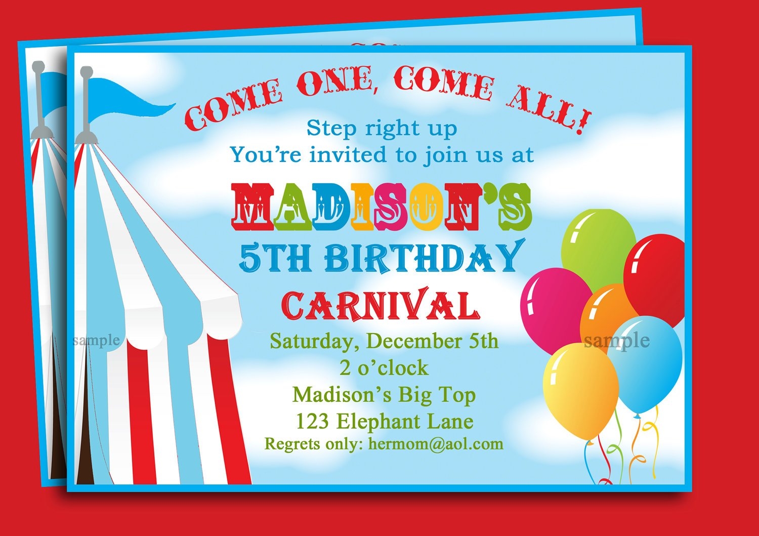 carnival theme party invitations templates